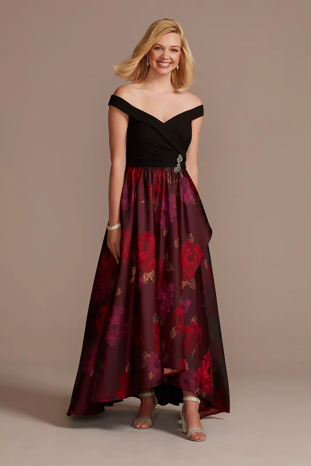 Off the Shoulder Ball Gown with Embellished Detail Image
