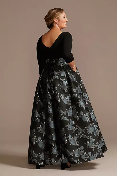 Crepe Ball Gown with Pleated Brocade Skirt Image 2