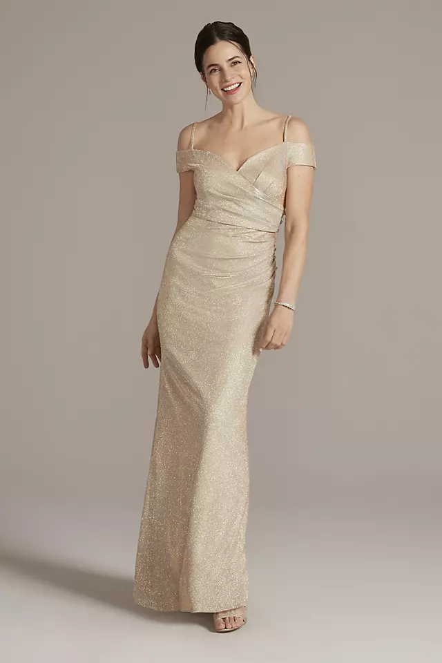 Off-the-Shoulder Metallic Sheath Gown Image