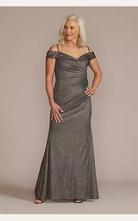 Off-the-Shoulder Metallic Sheath Gown Image 1