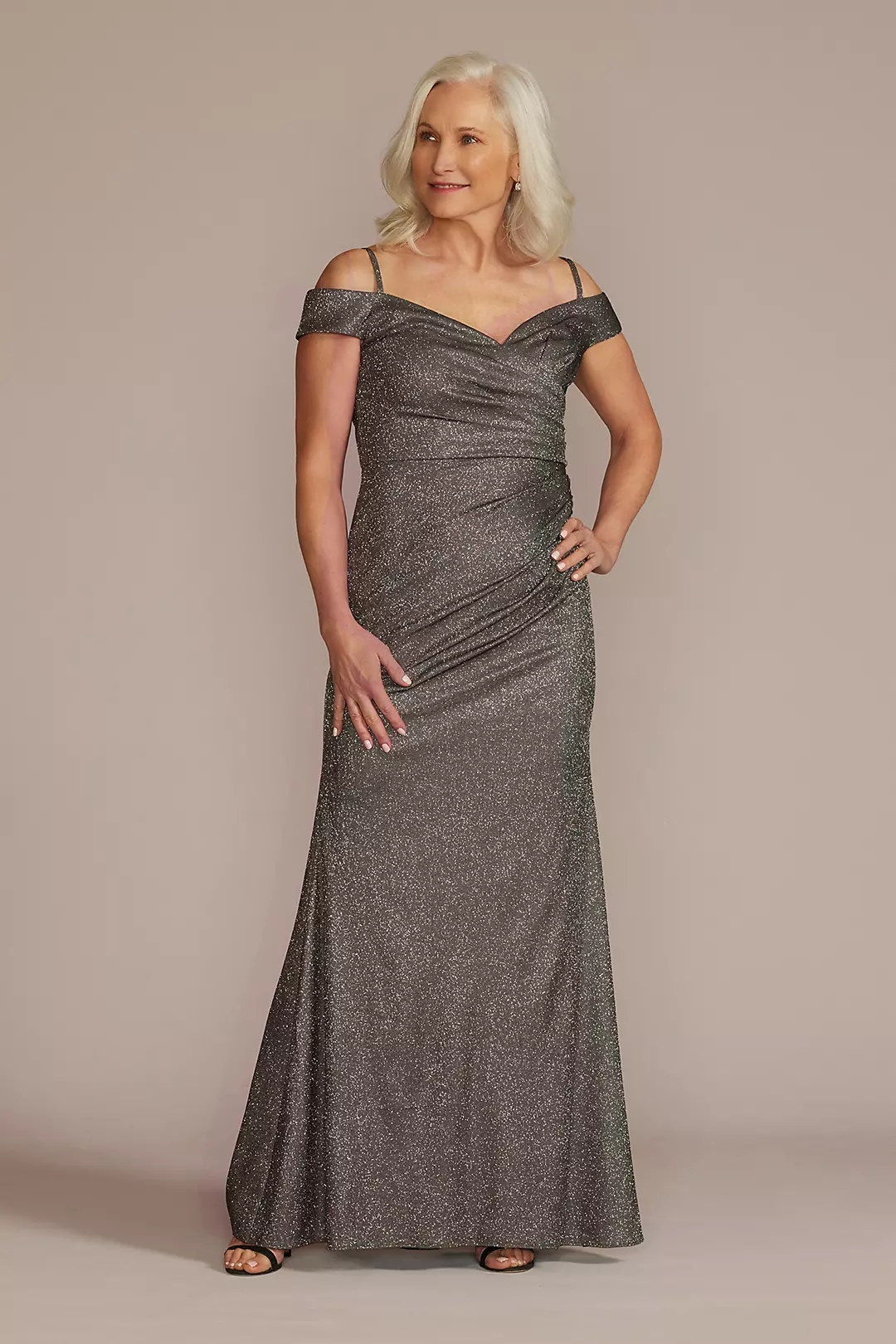 Off-the-Shoulder Metallic Sheath Gown Image