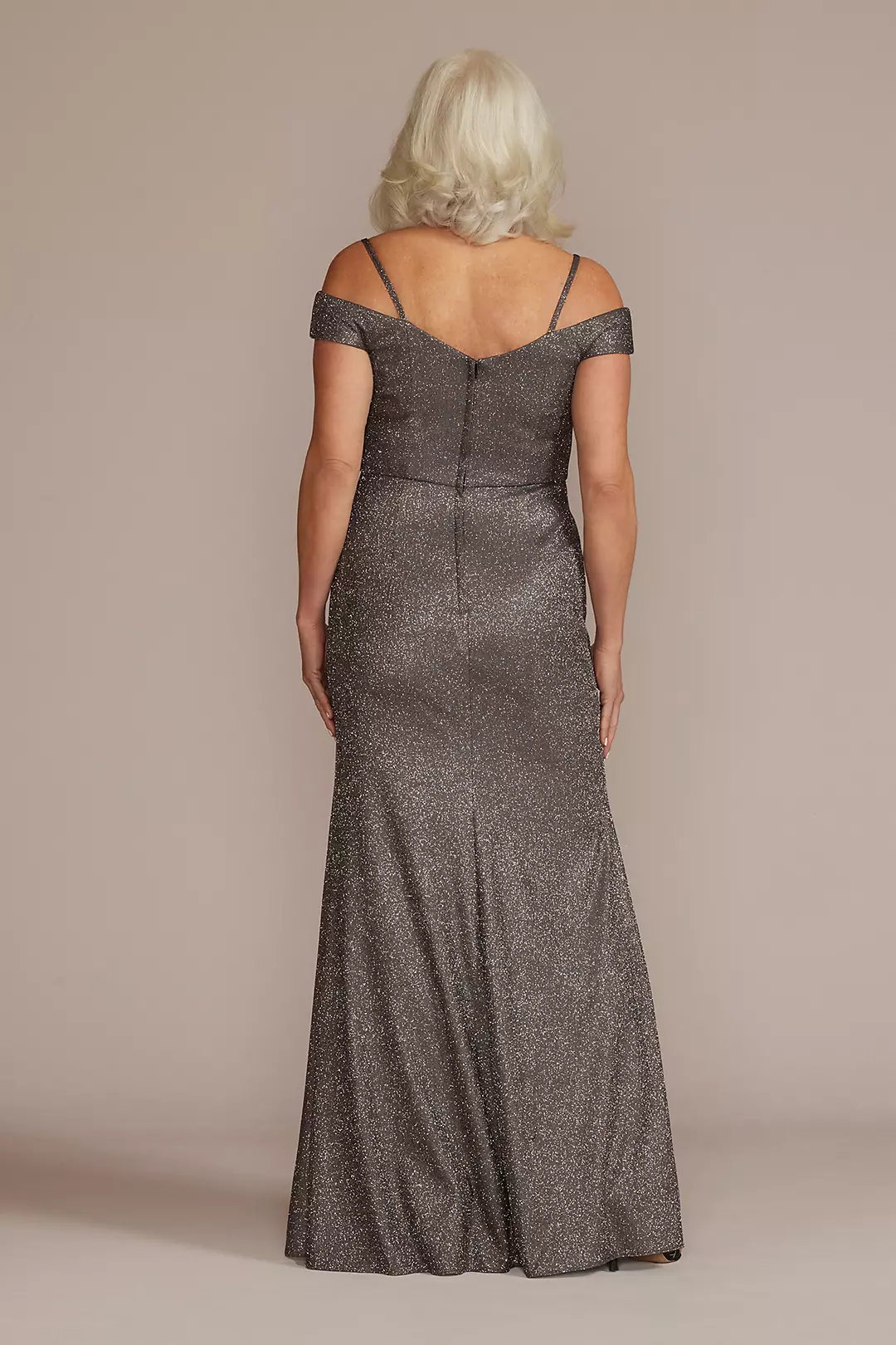 Off-the-Shoulder Metallic Sheath Gown Image 2