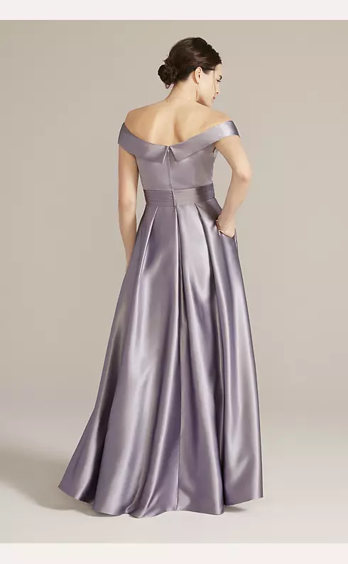 Off-the-Shoulder Pleated Satin A-Line Image 2