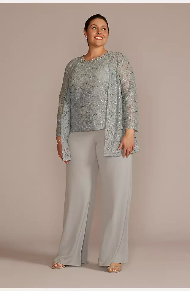 Three-Piece Sparkle Lace Pantsuit Image