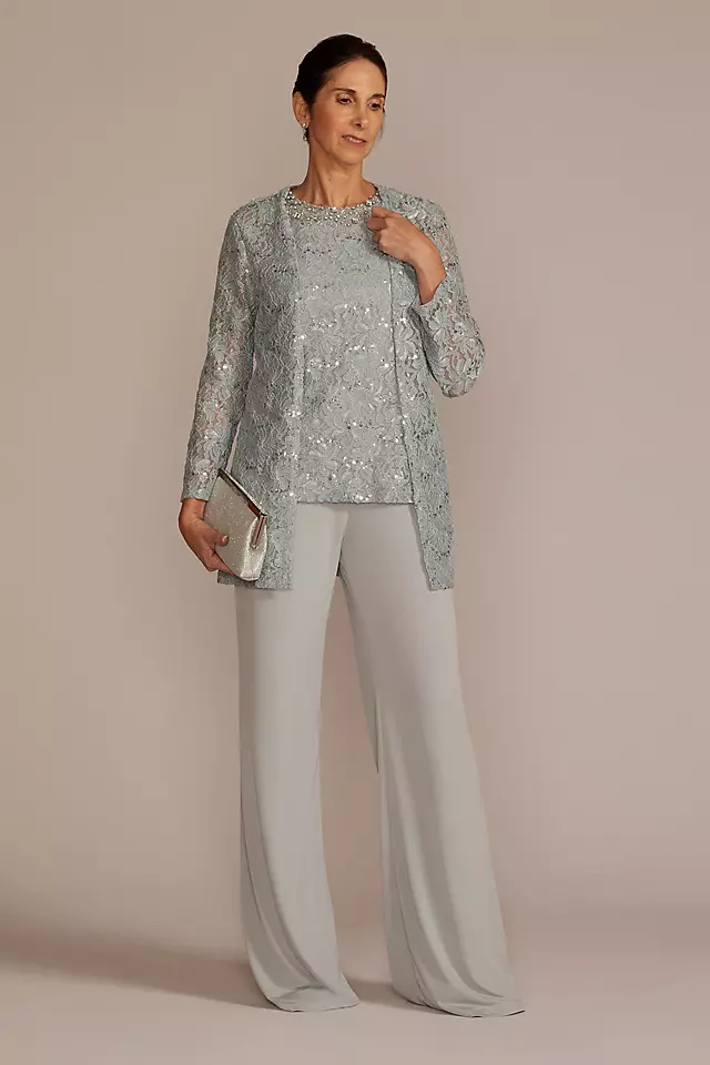 Three-Piece Sparkle Lace Pantsuit Image