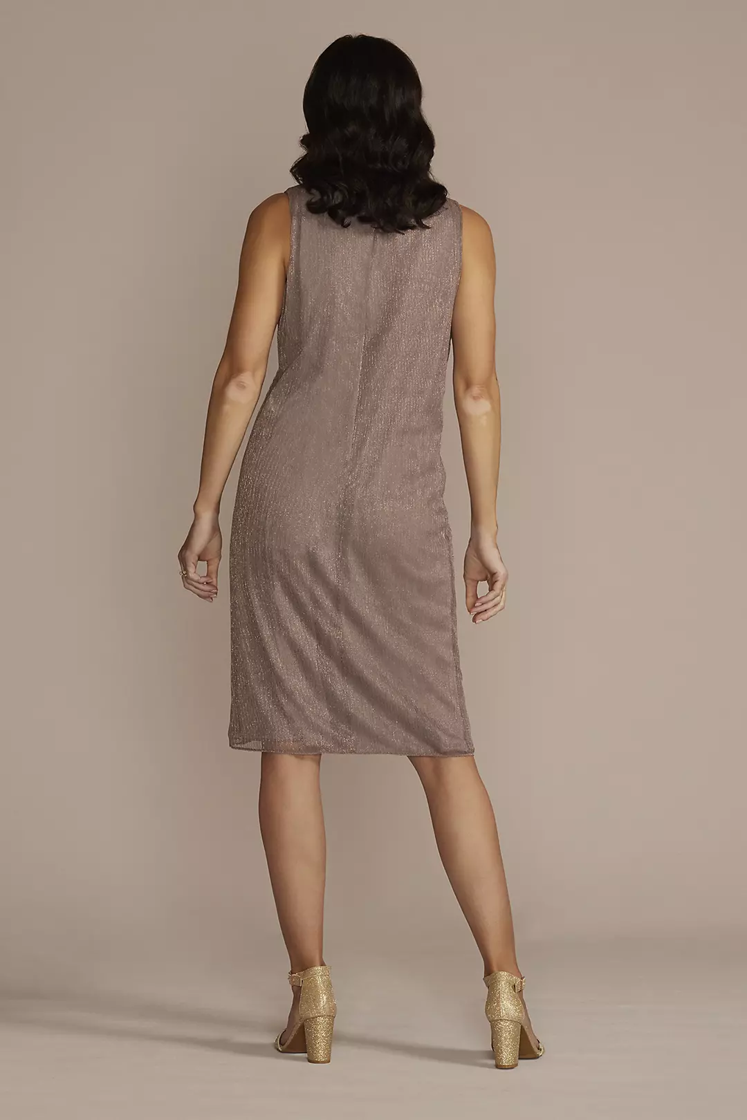 Tiered Metallic Jacket Dress with Rhinestone Trim | David's Tiered Metallic Jacket Dress with Rhinestone Trim | David's
