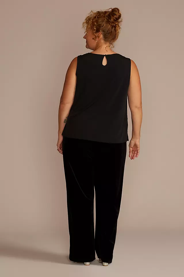 Plus Size Long Sleeve Velvet Sequin Pantsuit Image 5