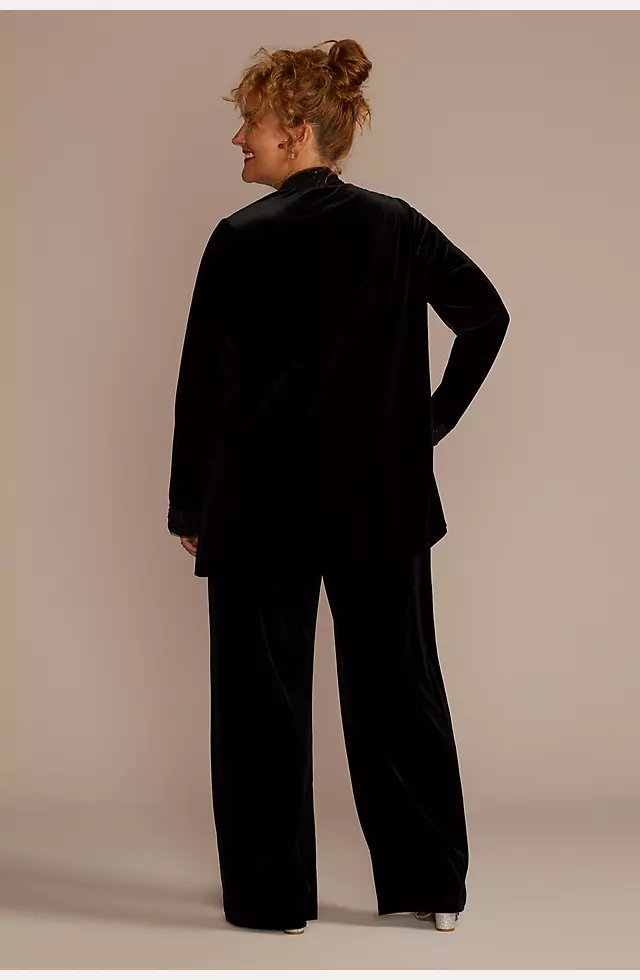 Midnight Velvet Gray Sequin Formal Pant Suit 6 10 12 16 16W 18W 20W 22W 24W
