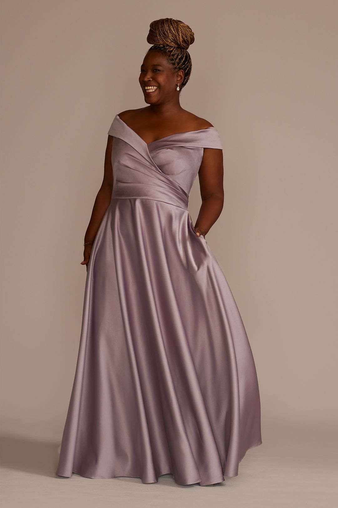 Off-the-Shoulder Sweetheart Satin Ball Gown Image 1