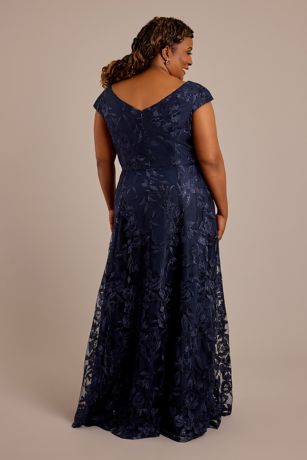 Short Sleeve Embroidered A-Line Dress | David's Bridal