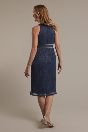 Short Metallic Sheath Dress with Keyhole Neckline | David's Bridal