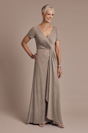 Twist Front Glitter Knit Sheath Dress Image