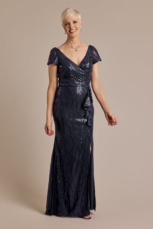 Pattern Sequin Cap Sleeve Sheath Dress | David's Bridal