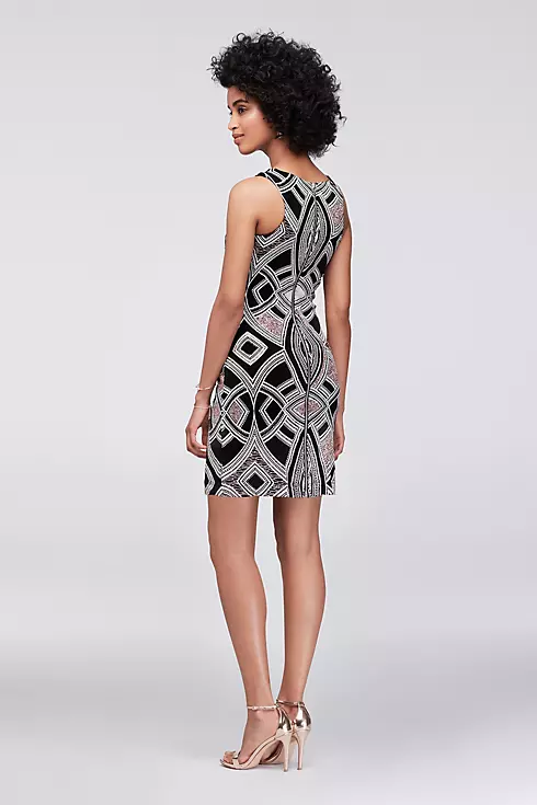 Geometric Glitter-Printed Mini Dress Image 2