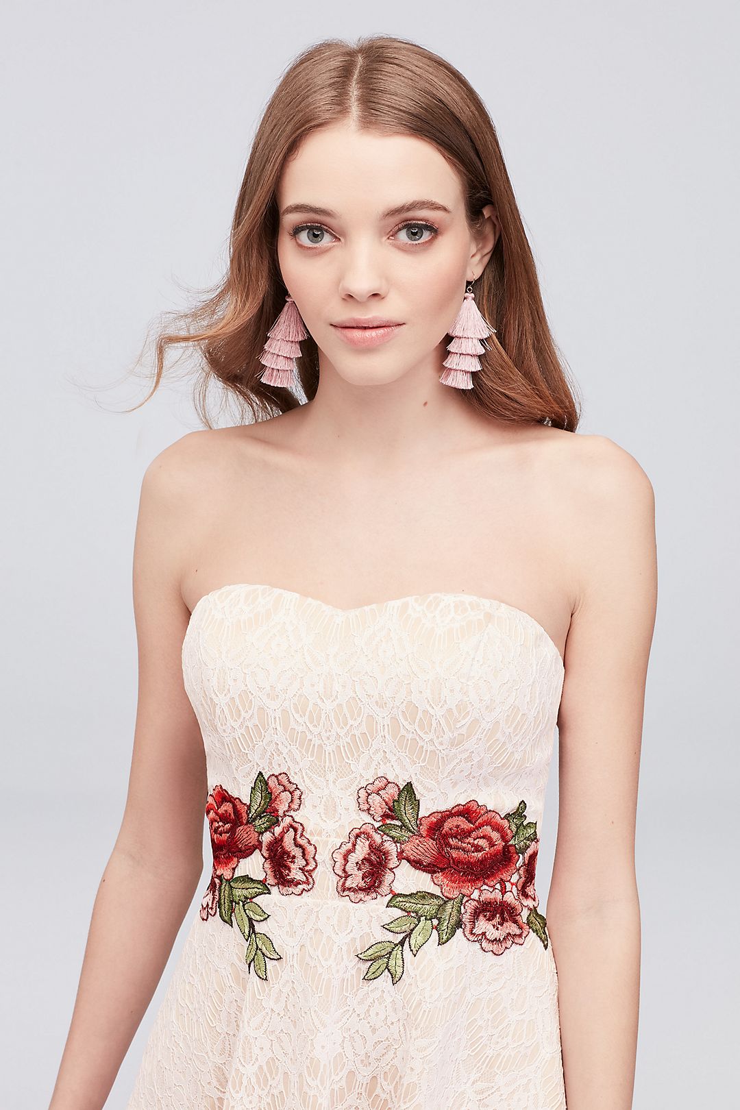 Embroidered Lace A-Line Dress with Sweetheart Neck Image 4
