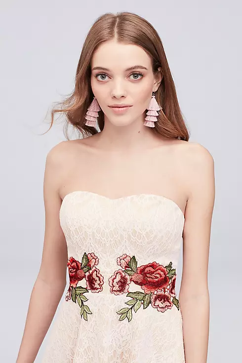 Embroidered Lace A-Line Dress with Sweetheart Neck Image 3