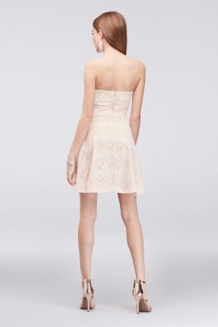 【新品】　Emboridered Lace Back Dress Embroidered Lace A-Line Dress with Sweetheart Neck | David's Bridal