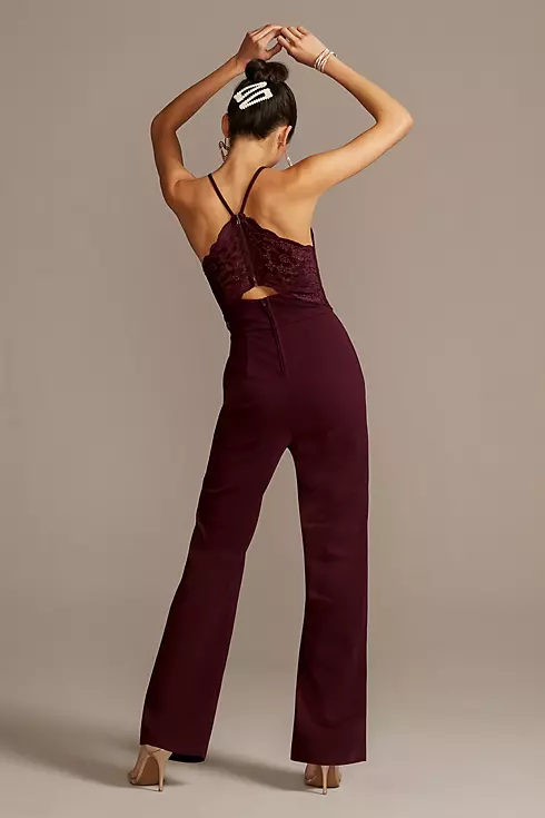 High Neck Jumpsuit with Illusion Lace Back Detail Image 2