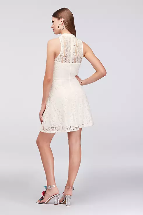 Lace Fit-and-Flare Dress with Illusion Neckline Image 2