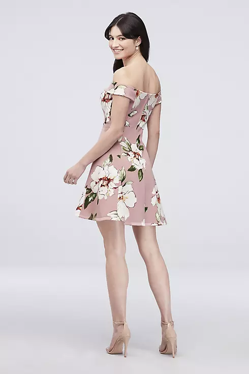 Off-the-Shoulder Floral Printed Short Dress Image 2