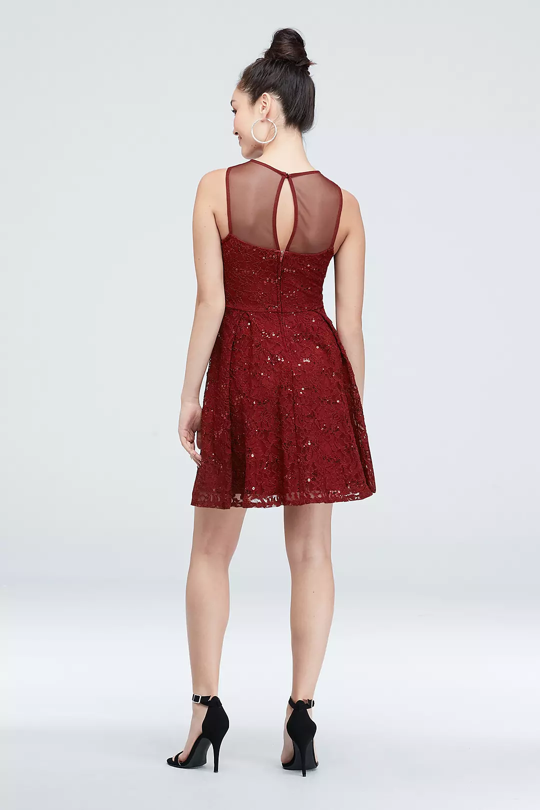 Sequin Lace Mini Dress with Illusion Panels Image 2