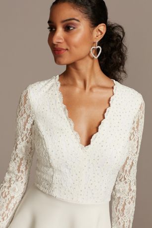 asymmetrical lace fit & flare dress