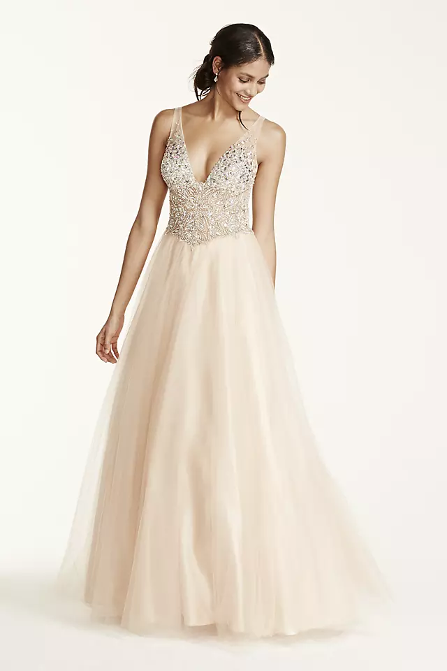 Sleeveless Fully Beaded Bodice Ball Gown David's Bridal