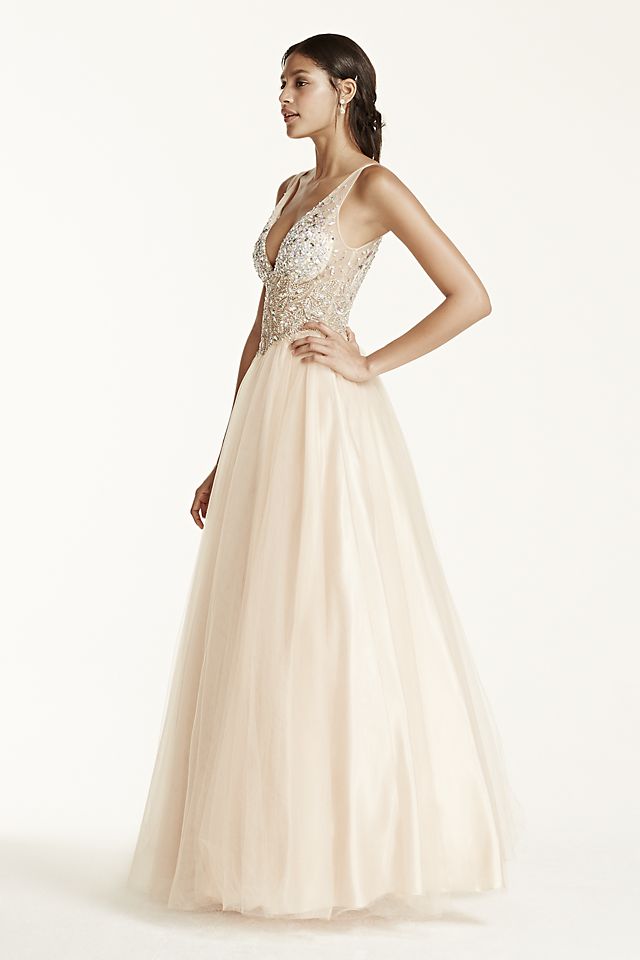 Sleeveless Fully Beaded Bodice Ball Gown Image 5