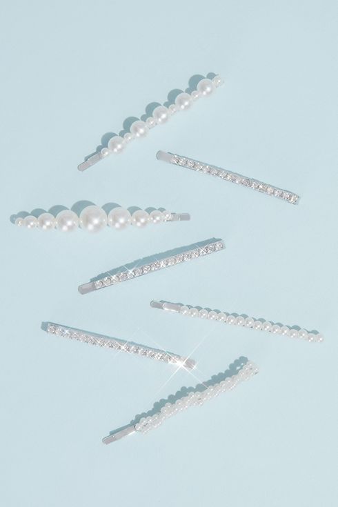 Pearl and Crystal Strands Bobby Pin Seven Pack Image 2