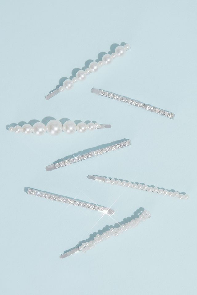 Pearl and Crystal Strands Bobby Pin Seven Pack Image 2