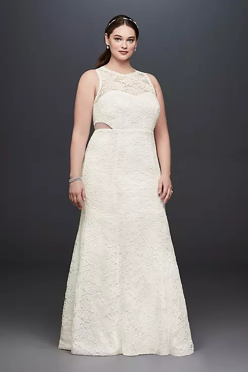 Corded Lace Trumpet Dress with Illusion Sides Image 1
