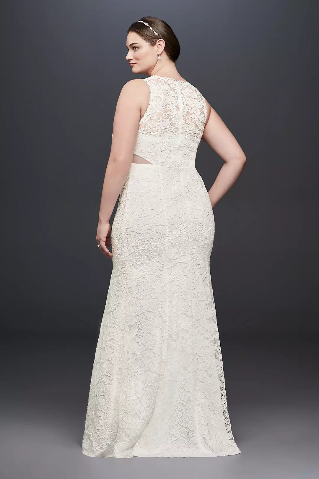 Corded Lace Trumpet Dress with Illusion Sides Image 2