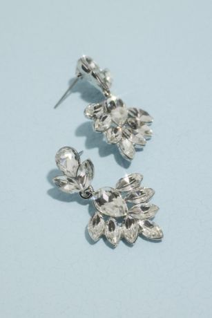 Marquise Crystal Leaf Deco Drop Earrings