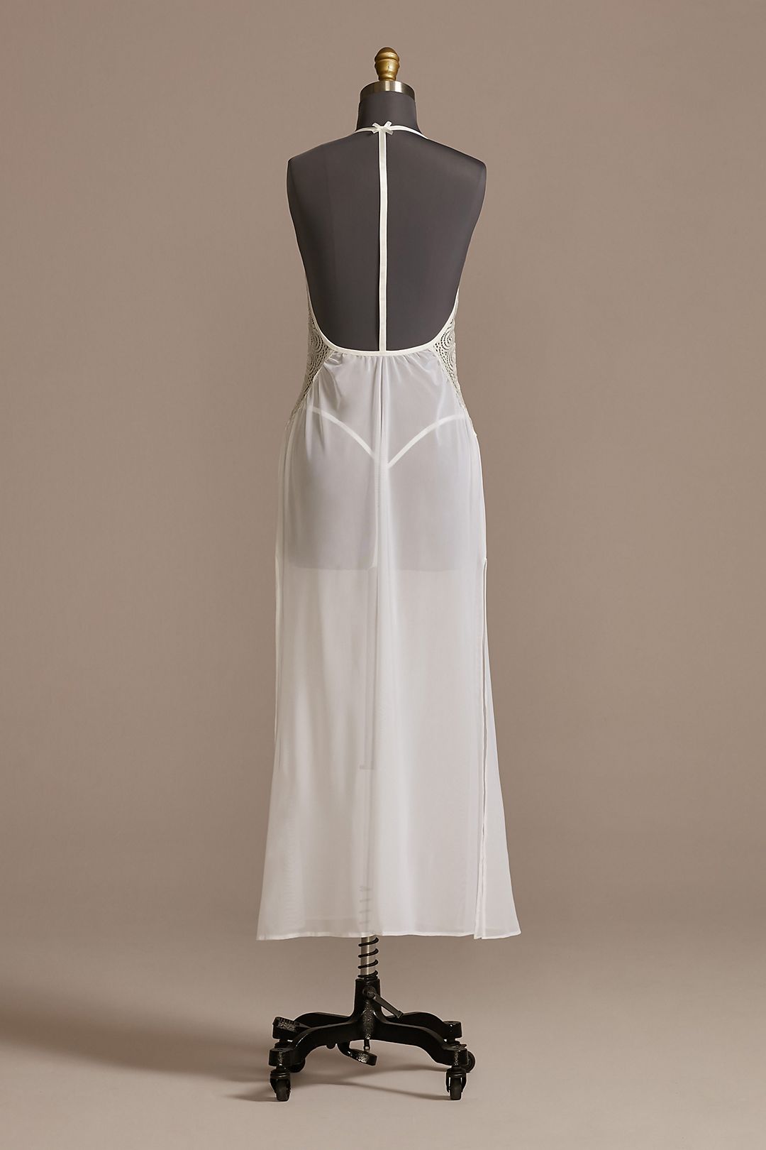 Plunging Lace and Chiffon Halter Chemise Image 2