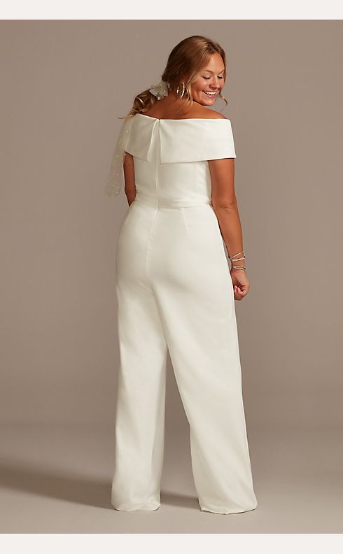 Cuffed Off-the-Shoulder Stretch Crepe Jumpsuit