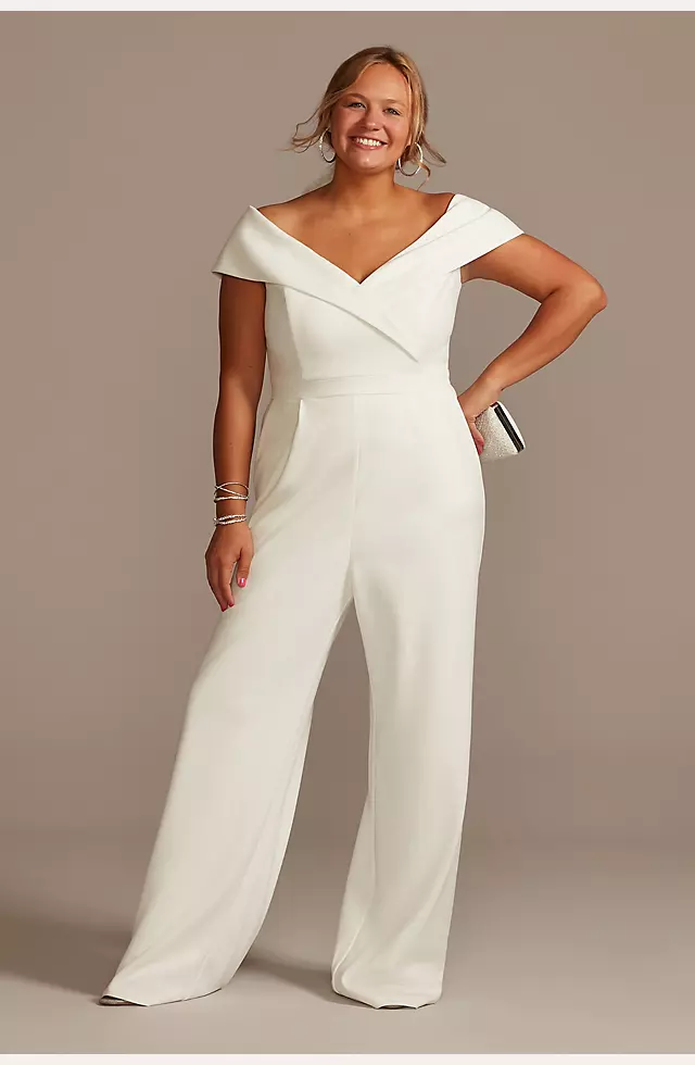 Cuffed Off-the-Shoulder Stretch Crepe Jumpsuit Image