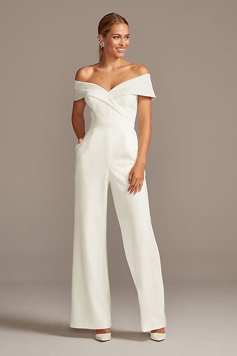Cuffed Off-the-Shoulder Stretch Crepe Jumpsuit Image