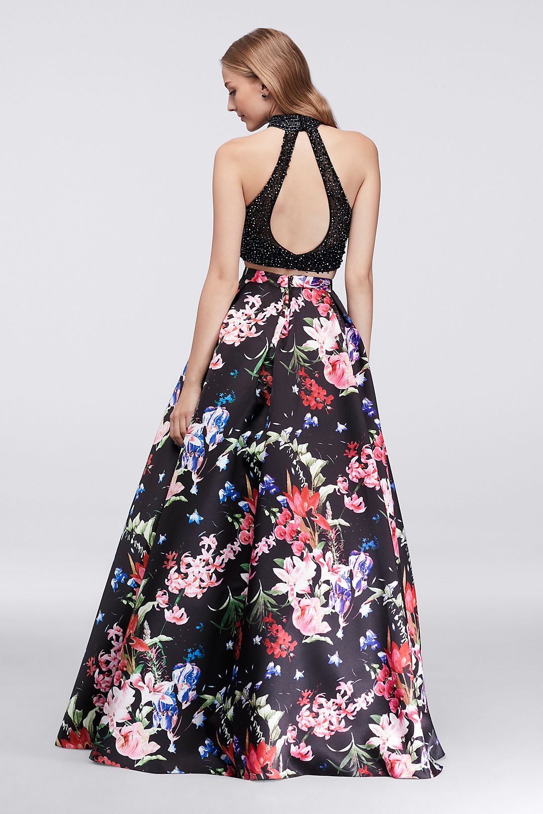 Beaded Top and Printed Ball Gown Skirt Set Image 2