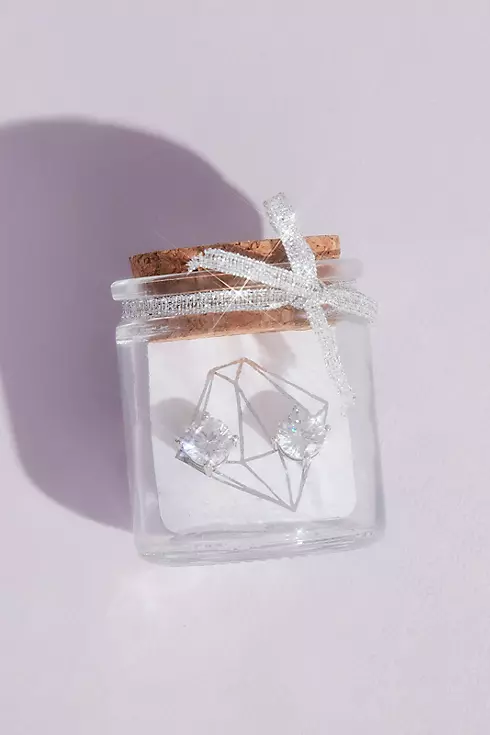 Cubic Zirconia Earrings in a Jar Bridesmaid Gift Image 1