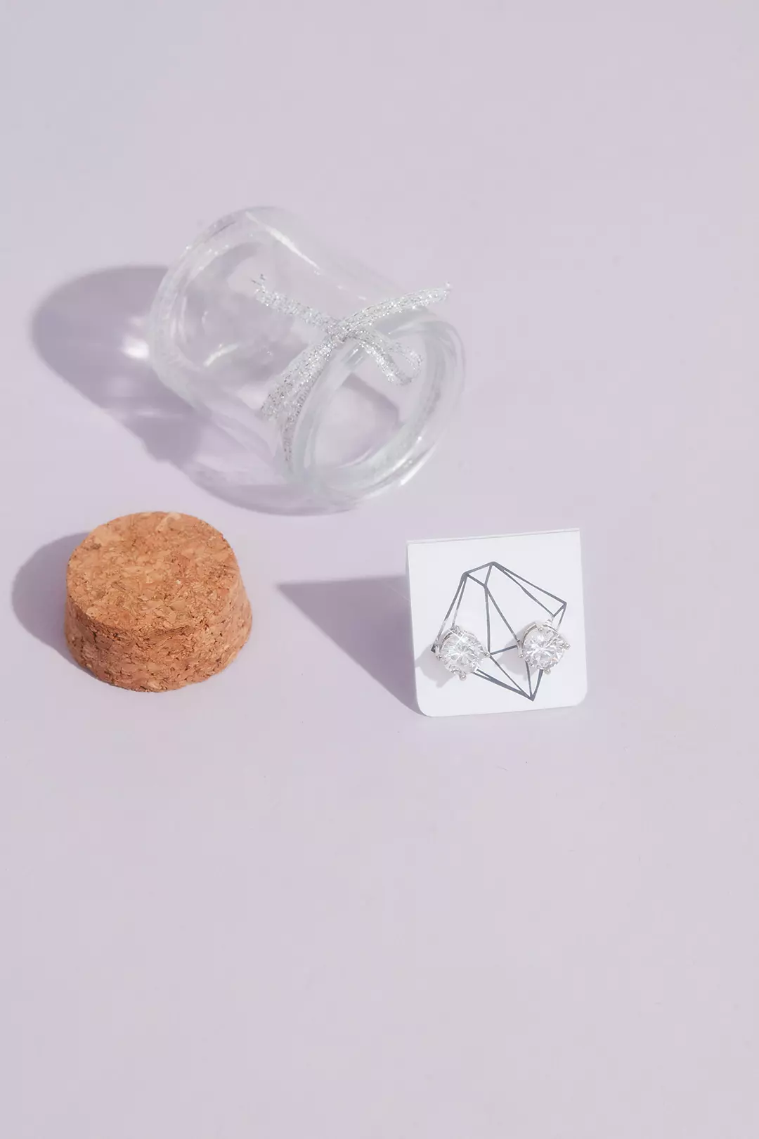 Cubic Zirconia Earrings in a Jar Bridesmaid Gift Image 2