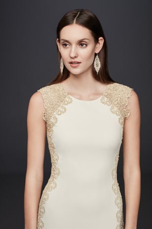 Lace Panel Cap Sleeve Jersey Sheath Dress David's Bridal