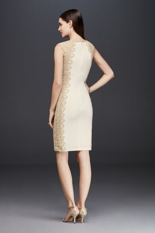 Lace Panel Cap Sleeve Jersey Sheath Dress David's Bridal
