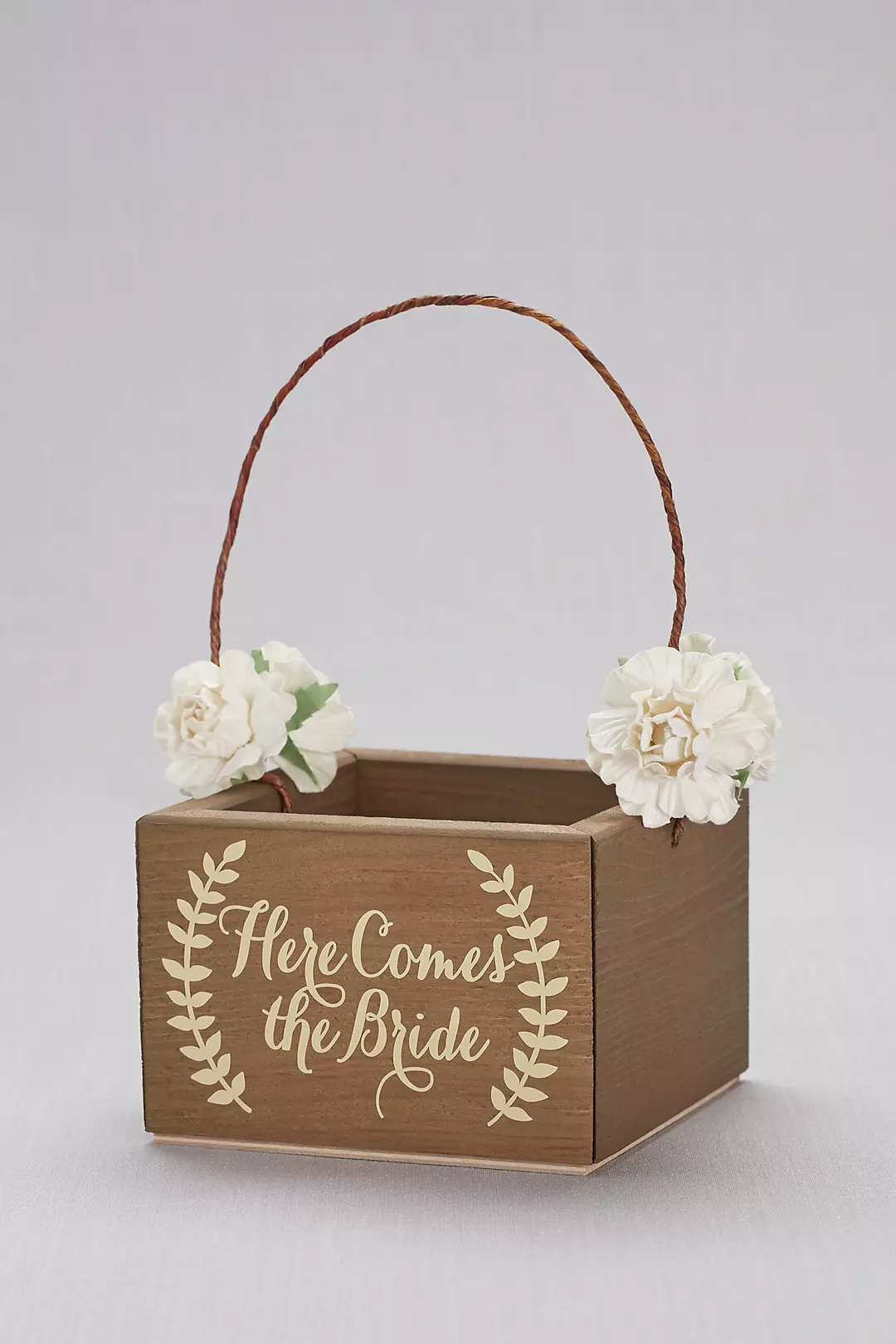 Here Comes the Bride Wooden Flower Girl Basket Image 3