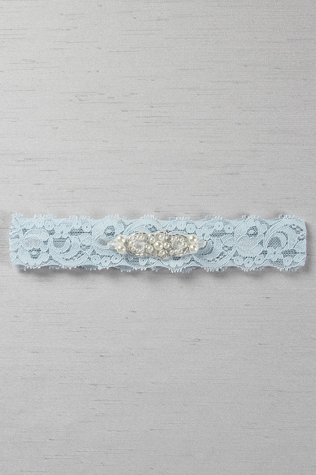 Stretch Lace Garter with Beaded Pearl Applique Image 1