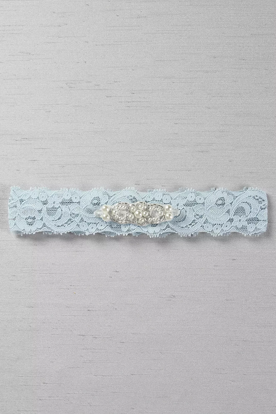 Stretch Lace Garter with Beaded Pearl Applique Image