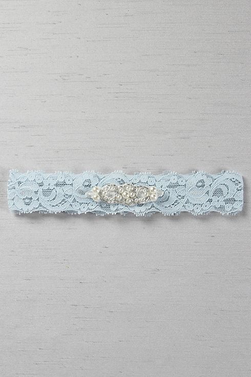 Stretch Lace Garter with Beaded Pearl Applique Image 1