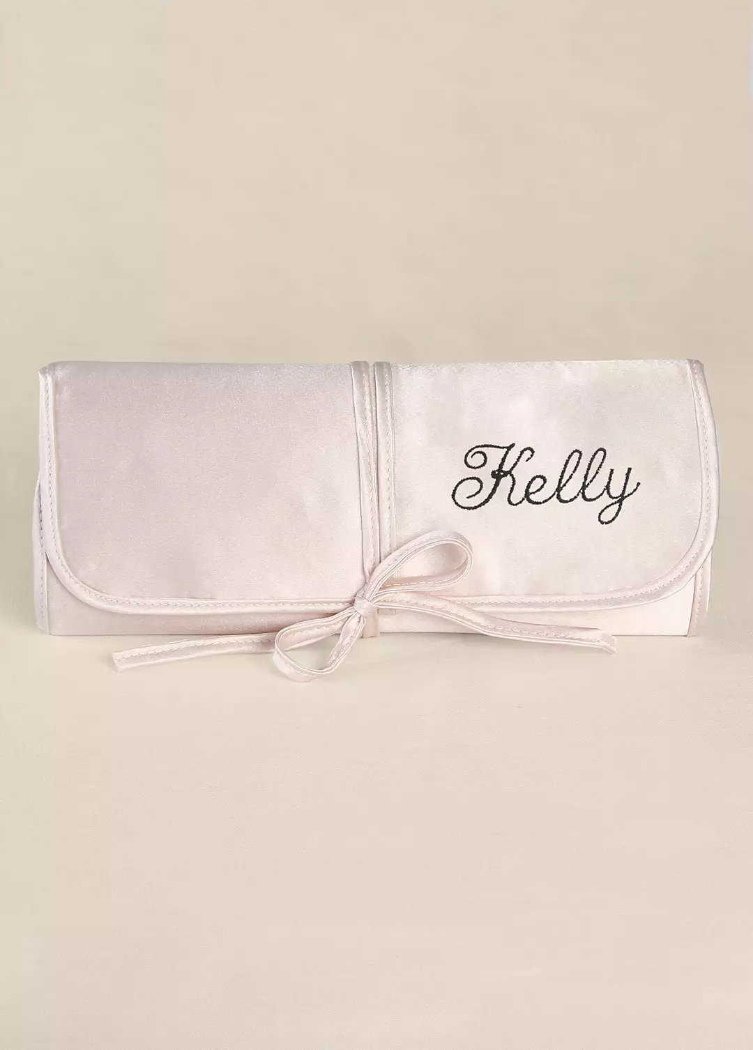 Personalized Embroidered Satin Jewelry Roll Image