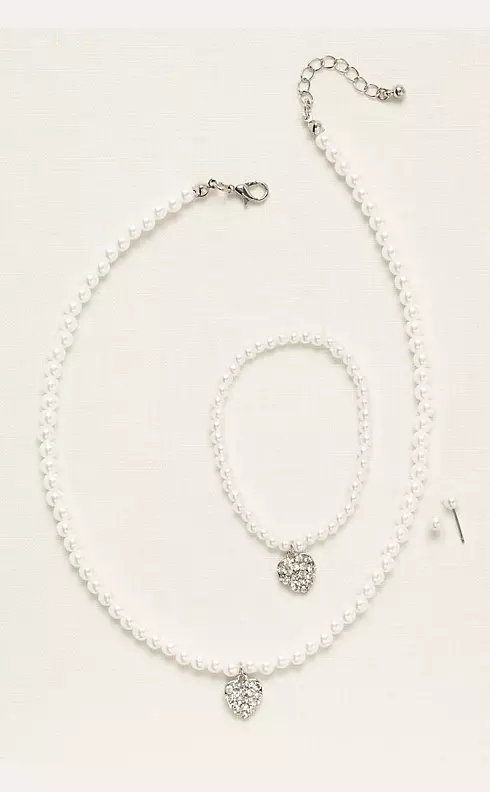 FG Pearl Heart Earring Bracelet and Necklace Set Image 2