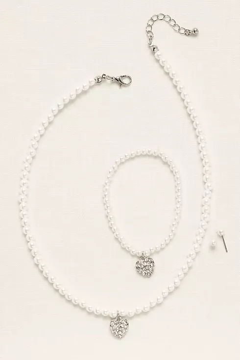 FG Pearl Heart Earring Bracelet and Necklace Set Image 2