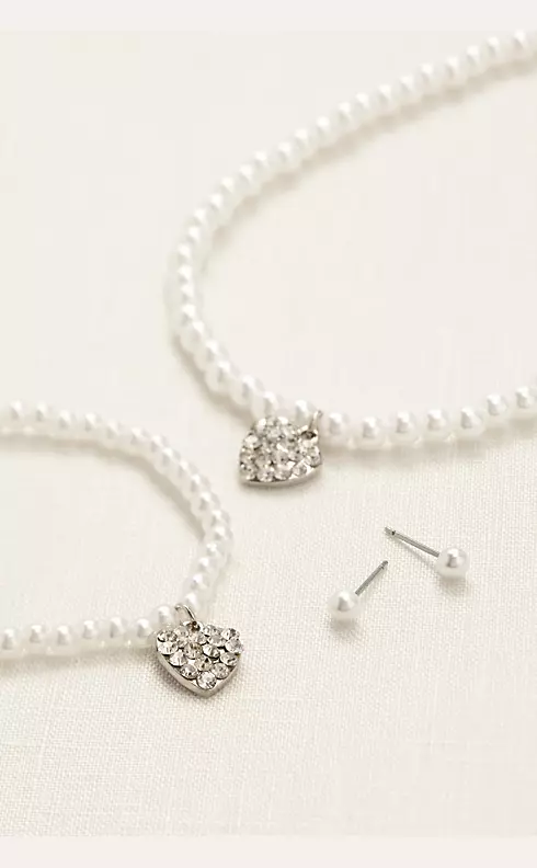 FG Pearl Heart Earring Bracelet and Necklace Set Image 1